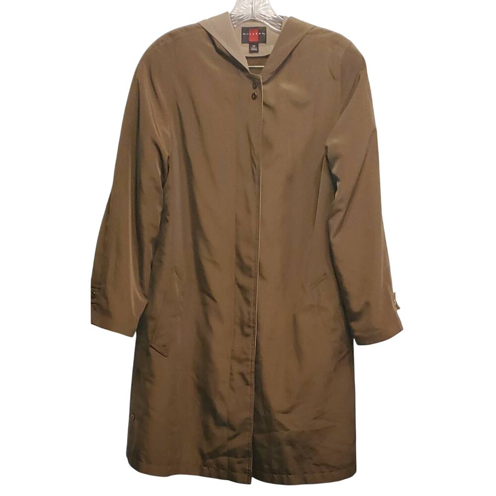 Gallery Women's Brown Hooded Trench Jacket Size XS